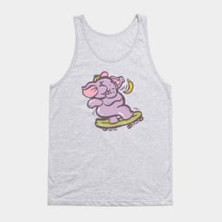 Asian purple elephant playing surf skate with banana Tank Top